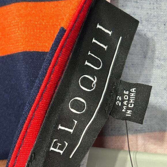 NEW Eloquii Women's Plus A-Line Midi Dress Puff Sleeves Rainbow Stripes Size 22 - Picture 6 of 8